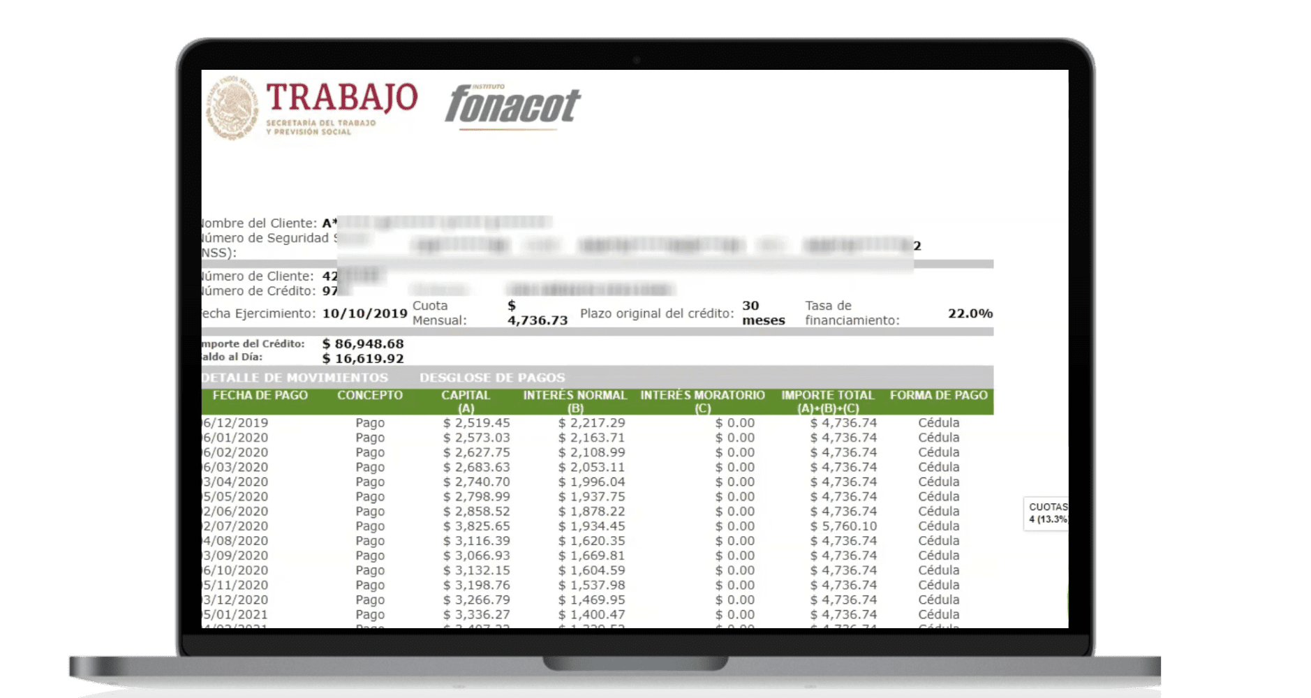 ¿Cómo consultar mi estado cuenta Fonacot aún sin número de cliente? 2024